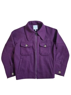 Anthropologie Avec Les Filles Double Knit Shirt Jacket Plum Purple Large